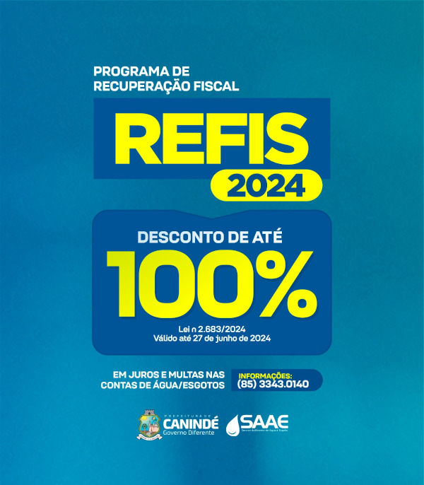 Saae Lança REFIS 2024 com 100% de descontos.