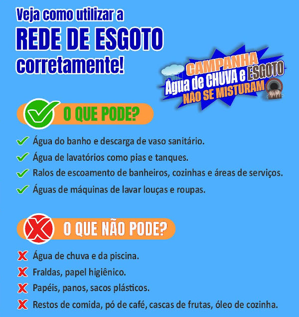 Campanha "Água de chuva e esgoto não se misturam".
