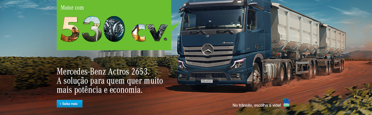 Mercedes-Benz Actros 2653. A solução para quem quer muito mais potência e economia. Saiba mais.