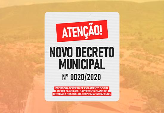 DECRETO-N&ordm;0020/2020: Prorroga o Isolamento Social at&eacute; dia 07 de junho