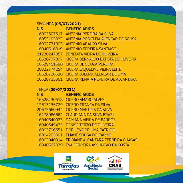 LISTA DOS BENEFICI&Aacute;RIOS E DATA DE PAGAMENTO DO CART&Atilde;O MAIS INF&Acirc;NCIA