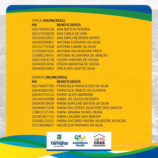 LISTA DOS BENEFICI&Aacute;RIOS E DATA DE PAGAMENTO DO CART&Atilde;O MAIS INF&Acirc;NCIA