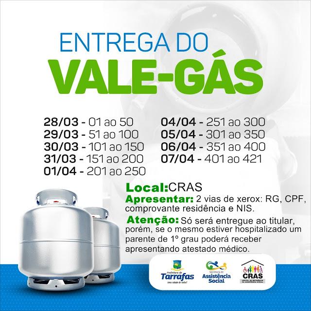 Lista e calend&aacute;rio de entrega do vale g&aacute;s