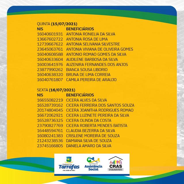 LISTA DOS BENEFICI&Aacute;RIOS E DATA DE PAGAMENTO DO CART&Atilde;O MAIS INF&Acirc;NCIA