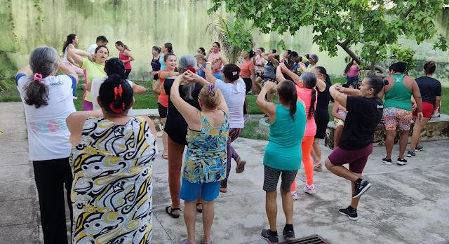 Semana da Mulher oferta uma aeróbica para as mulheres do PAIF-SCFV-IDOSAS.