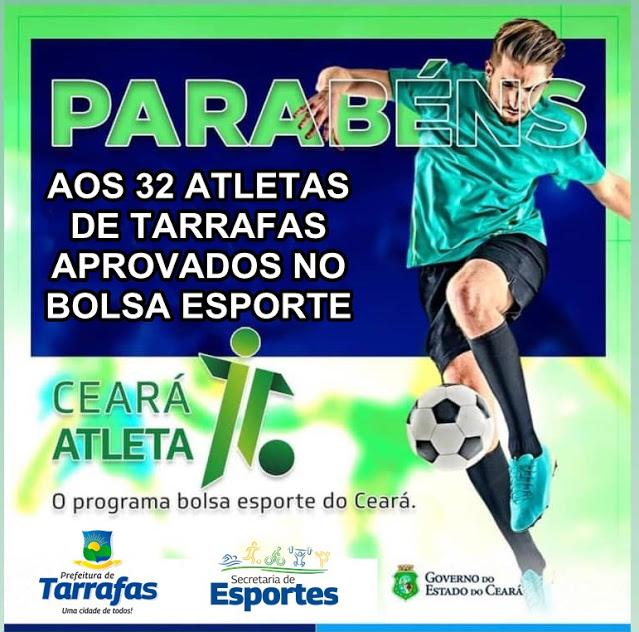 Foto parab&eacute;nizando os 32 atletas de Tarrafas aprovados no bolsa esporte 