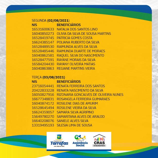 LISTA DOS BENEFICI&Aacute;RIOS E DATA DE PAGAMENTO DO CART&Atilde;O MAIS INF&Acirc;NCIA