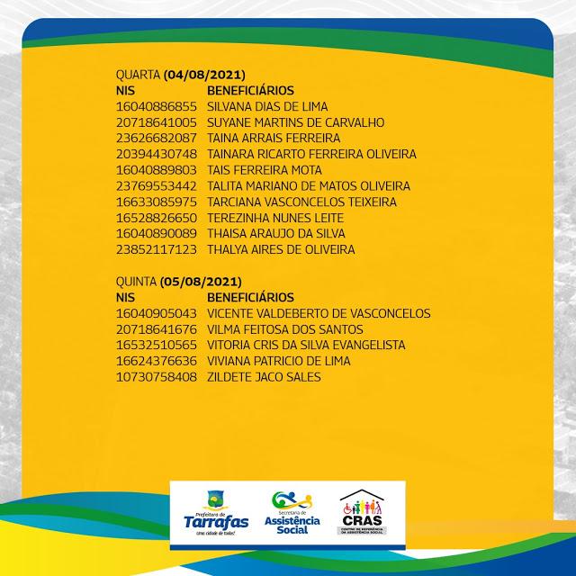 LISTA DOS BENEFICI&Aacute;RIOS E DATA DE PAGAMENTO DO CART&Atilde;O MAIS INF&Acirc;NCIA