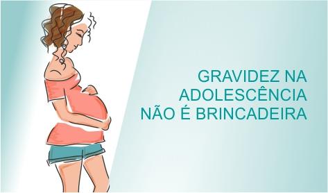Desenho de uma gr&aacute;vida com a frase gravidez na adolesc&ecirc;ncia n&atilde;o &eacute; brincadeira 