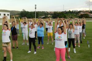 V&aacute;rias pessoas fazendo exerc&iacute;cio.